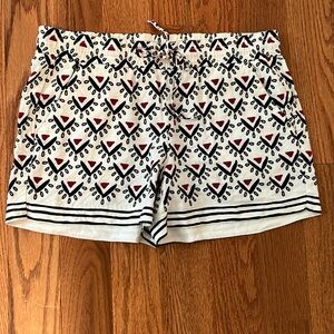 LOFT Linen Blend Pull On Geometric Print Short Size S